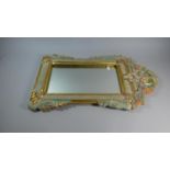 A Carved Painted Wooden Framed Wall Mirror, 70cm High