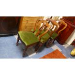 Three Mahogany Framed Balloon Backed Victorian Dining Chairs