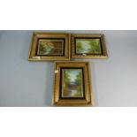 A Collection of Three Gilt Framed Oils on Board Depicting River Scenes