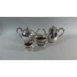 A Collection of Silver Plate to Include Teapot, Coffee Pot, Sugar Bowl and Cream Jug