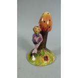 A Staffordshire Ceramic Salt in the Form of a Pixie Beside Toadstool, 11cm High