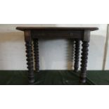 A Rectangular Oak Side Table with Dummy Drawer and Barley Twist Supports, 96cm Wide