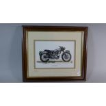 A Framed Limited Edition Print of a BSA Goldstar Motorbike, Signed in Pencil by the Artist, 35cm