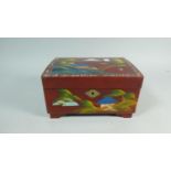A Japanese Lacquered and Cantilevered Musical Jewellery Box with Key, Painted and Mother of Pearl