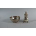 A Silver Pepper Pot, Birmingham 1907 Together with a Silver Sugar Bowl, Total Weight 118.9g