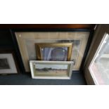 Three Framed Prints to Include Corn Field, Kitten with Mirror and Sheep in Winter