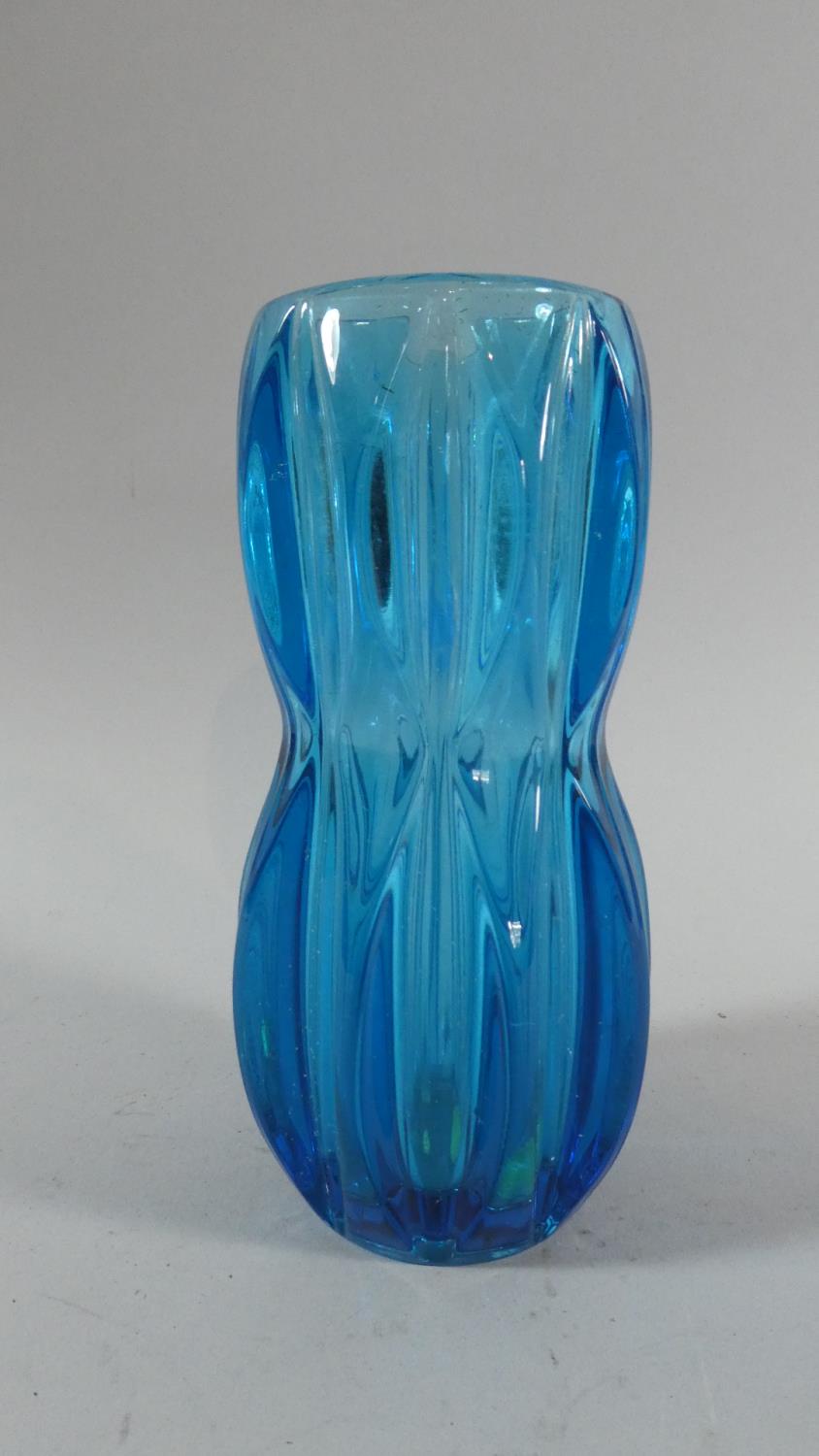 A Bohemian Blue Glass Vase, 20cm High