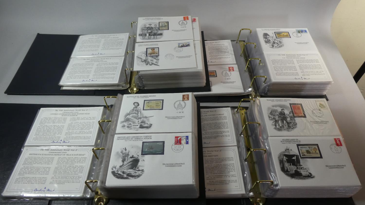 Four Danbury Mint Folders, The 50th Anniversary WWII Commemorative Covers Collection