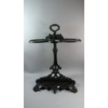 A Reproduction Cast Metal Three Division Stick Stand with Drip Tray, 71cm High