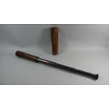 A Leather Cased Military Three Drawer Telescope with Leather Covered Body and Inscribed TEL.SCT.
