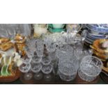 A Tray of Cut Glassware to Include Wines, Bowls, Jugs, Liqueurs etc