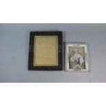 A Carved Oak Photo Frame and an Ivorine Framed Portrait of a Maiden, 17.5cm High