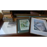 A Framed Limited Edition Print, Snowy Owls, Signed by the Artist T Boyer, A Thrush Print and a Snipe