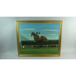 A Framed Oil on Board Depicting Racehorse Clearing Fence, Signed G Price 1974