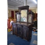 A Late Victorian/Edwardian Mahogany Mirror Back Sideboard, the Base with Three Drawers Over Glazed