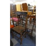 Two Cane Seated Edwardian Bedroom Chairs and a 19th Century Ladder Back Hall Chair