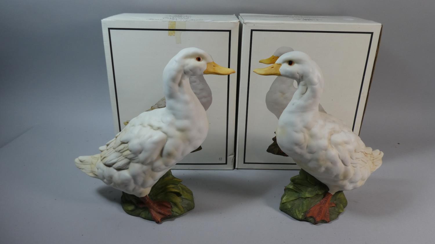 Two Leonardo Duck Ornaments in Boxes, 28cm high