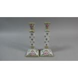 A Pair of Continental Ceramic Candle Sticks, 13cm High