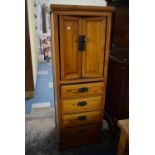 An Oriental Side Cabinet with Four Base Drawers and Panelled Doors to Top Cupboard, 50cm Wide