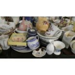 A Tray Containing Various Ceramics to Include Portmeirion Botanic Garden Bowl and Jug, Jasperware