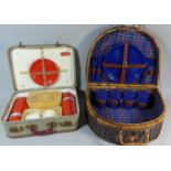 A Vintage Picnic Master Set Together with a Wicker Picnic Set