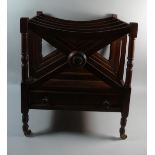 A Reproduction Mahogany Four Section Canterbury with Base Drawer, 48cm Wide