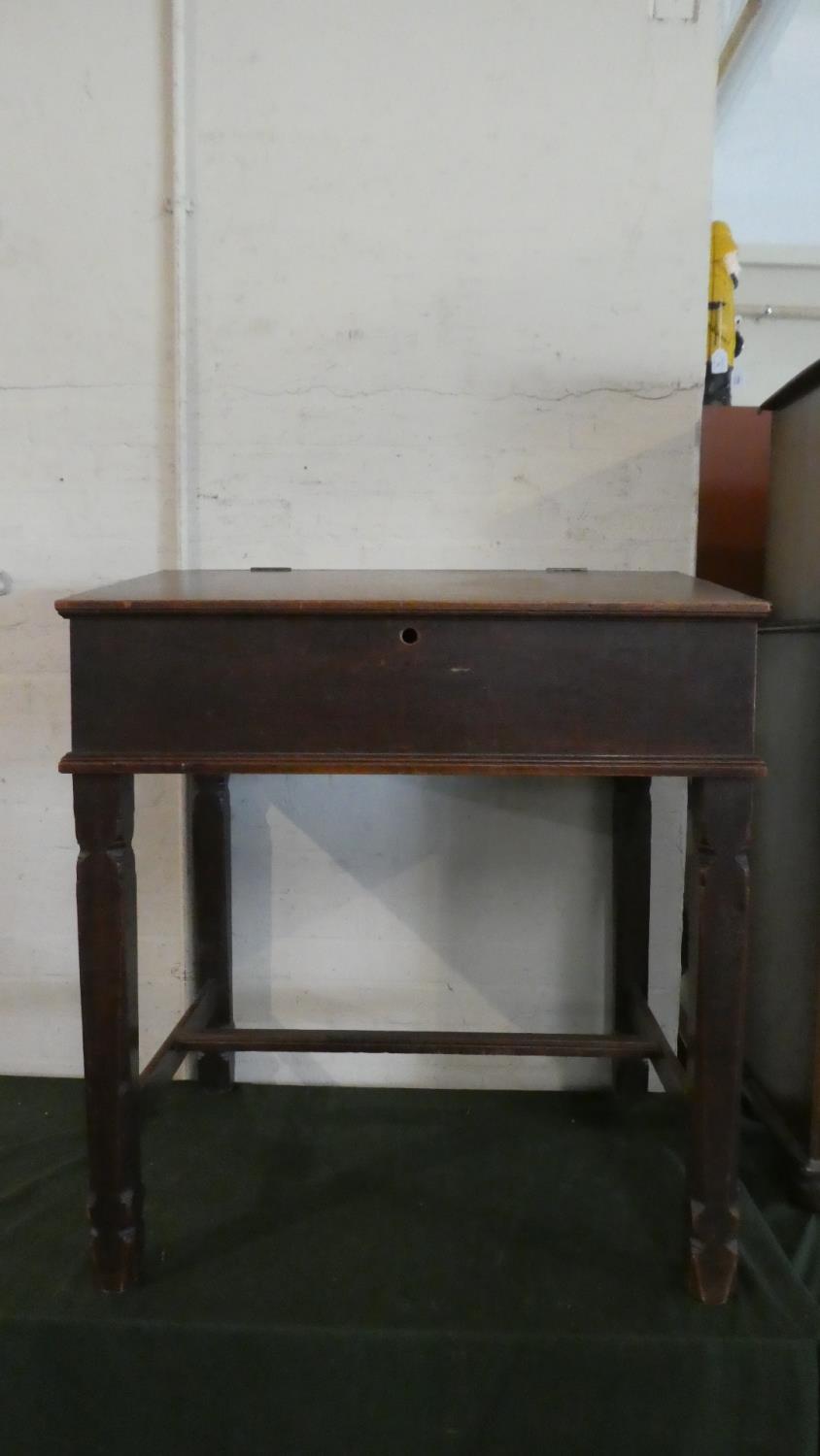 A 19th Century Oak Clerk's Writing Desk with Hinged Lid to Fitted Interior with Three Drawers on