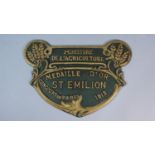 A Reproduction Cast Metal French Wine Sign for St Emilion, 30cm Wide