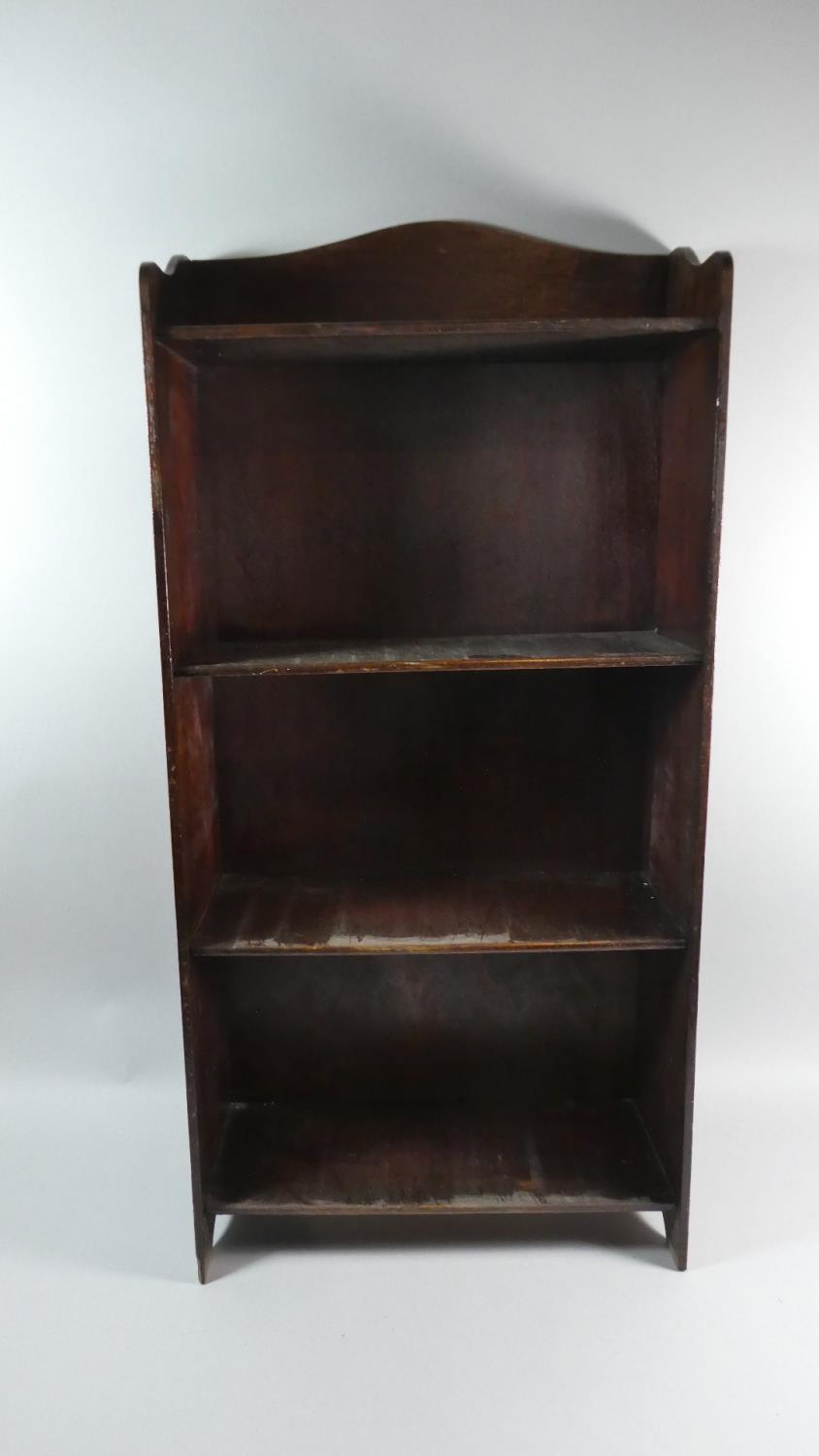 An Oak Four Shelf Open Bookcase with Galleried Top, 43cm Wide