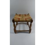 A Square Rushed Topped Stool, 31cm