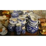 A Tray of Blue and White to Include Jugs, Vases, Coffee Pot, Chinese Ginger Jars (No Lids)