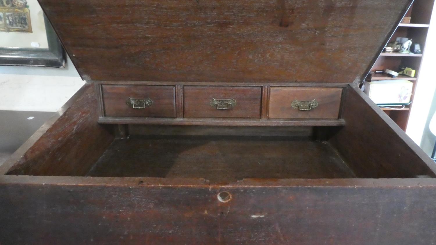 A 19th Century Oak Clerk's Writing Desk with Hinged Lid to Fitted Interior with Three Drawers on - Image 2 of 2