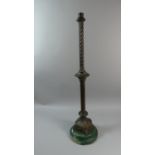 A 19th Century Brass Gas Lamp Base with Spiralled Support, Circular Unrelated Plinth, 74cm High