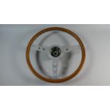 A Vintage Wooden and Aluminum Steering Wheel, 38cm Diameter