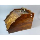 A Late 19th Century Inlaid Rosewood Coal Scuttle with Metal Liner and Brass Carrying Handle,