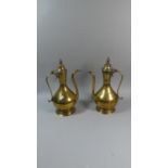 A Pair of Late 19th/Early 20th Century Russian Brass Coffee Pots, Each 32cm High
