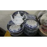 A Tray Containing Various Blue and White Dinnerwares, Wedgwood Blue Jasperware, Royal Albert