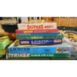 A Collection of Eight Vintage Board Games to Include Blockbusters, Ambush, Striker etc