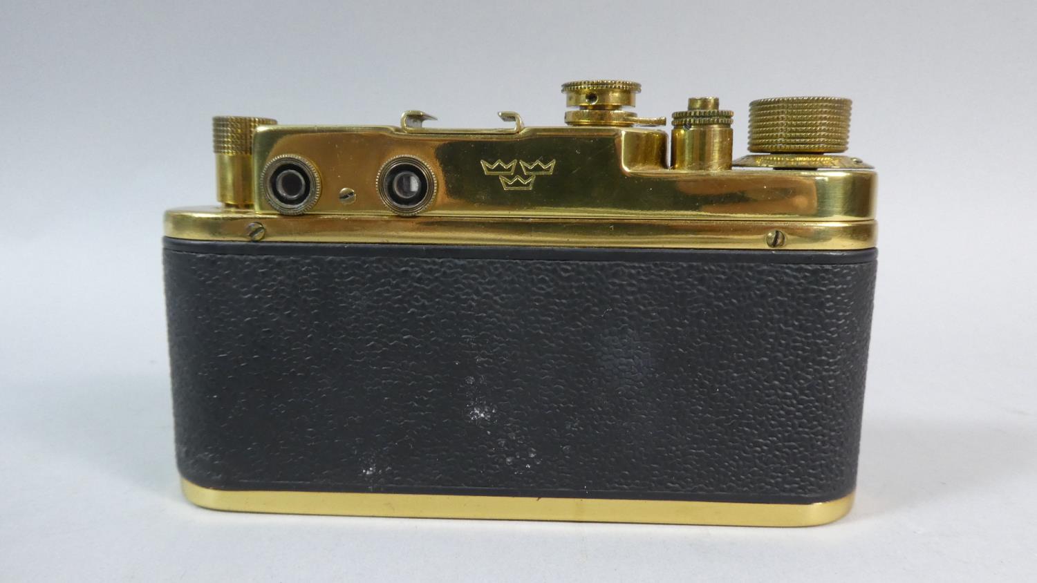 A Contemporary Brass Mounted Camera in the Leica style but formed from a FED 3 Camera body. (Not - Image 4 of 5