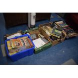 Five Boxes of Vintage Books, Sheet Music, Printed Ephemera, Vauxhall 14 Car Brochure and Other