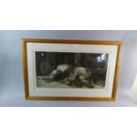 A Framed Herbert Dicksee Print of Reclining Wolf Hound