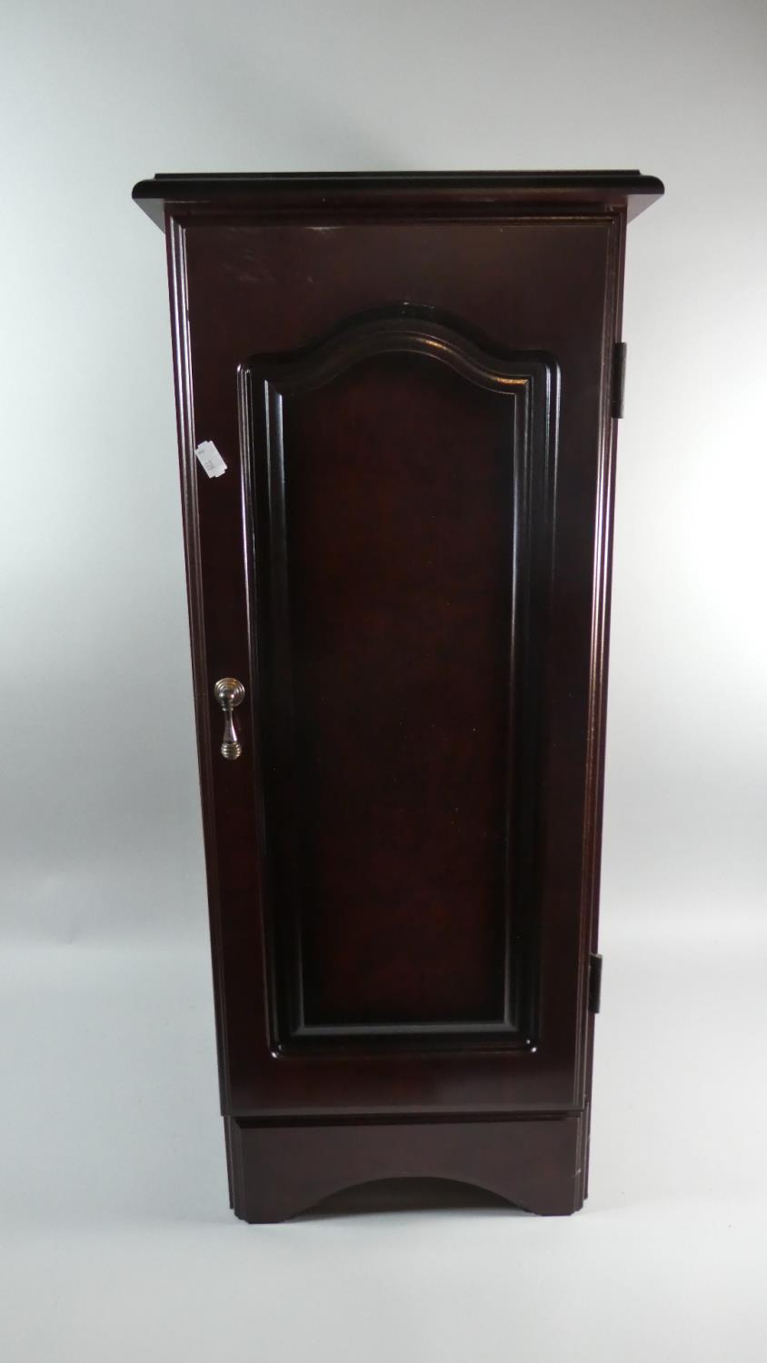 A Reproduction Mahogany Bedside Cabinet with Shelved Interior and Panelled Door, 35cm Wide