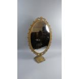 A Large Mid 20th Century Gilt Metal Framed Oval Dressing Table Mirror, 61cm High