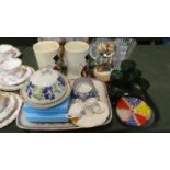 A Tray of Ceramics and Glassware to Include Two Crown Devon John Peel Tankards, Miniature Crested