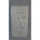 A Cast Ceramic Plaque Decorated in Relief with the Three Graces, 46.5cm High