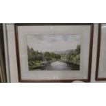 A Framed Watercolour Depicting River Scene with Fisherman, Signed Arthur Hunt
