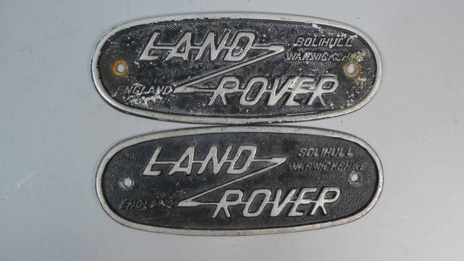 A Pair of Original Pressed Metal Landrover Plates, 18.5cm Long