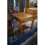 An Edwardian Mahogany Square Topped Occasional Table with Cabriole Legs and Stretcher Shelf