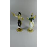 A Pair of Continental Glass Figural Ornaments, Dancers, Each 38cm high