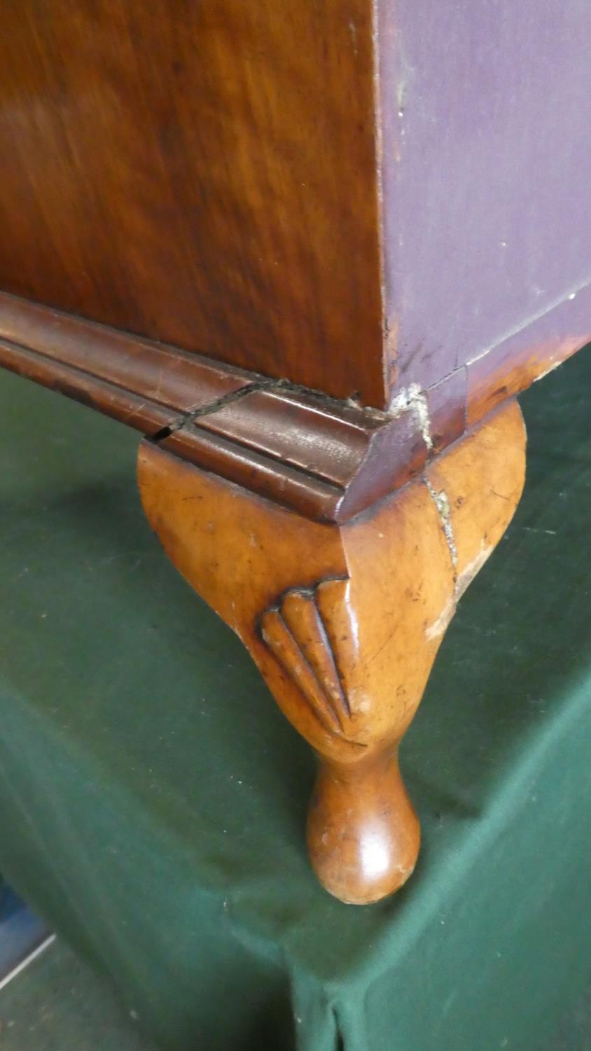 A Mid 20th Century Bow Fronted Burr Walnut Chest, Having Five Graduated Drawers, On Short - Image 2 of 2